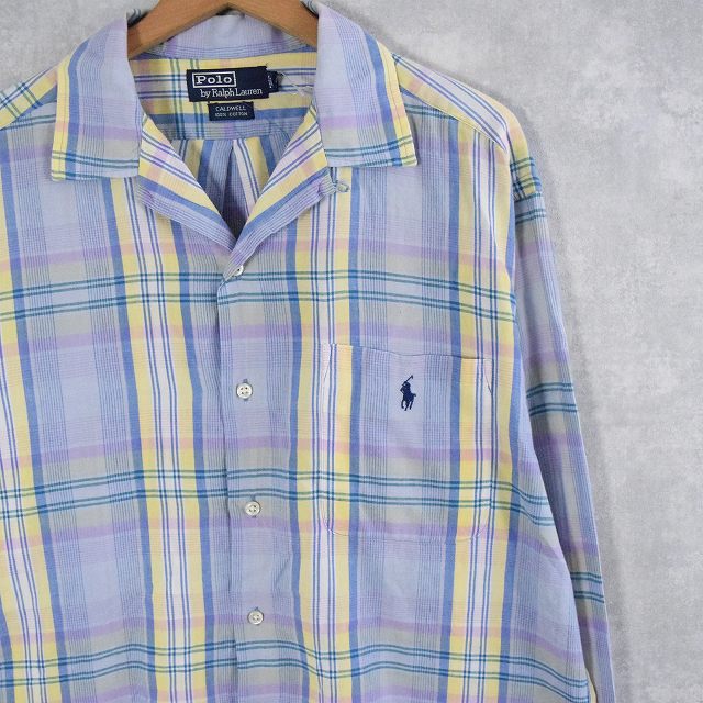 【未使用？】90s ラルフローレン オープンカラーシャツ CALDWELL 水色