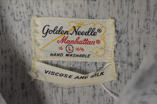50年代 50s ゴールデンニードルマンハッタン 絣 開襟 長袖 
