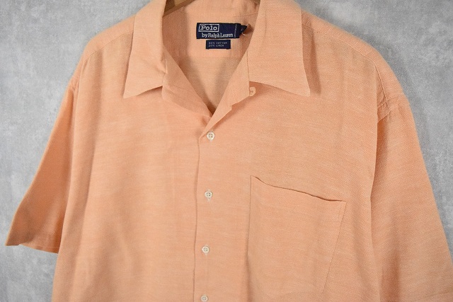90年代 90s ポロラルフローレン 開襟 半袖 ボックス オレンジ 