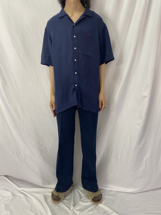 POLO Ralph Lauren リネン×シルク オープンカラーシャツ XL