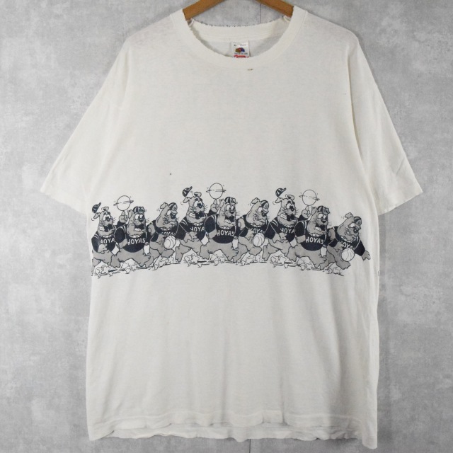 90年代 USA製 GEORGETOWN HOYA PARANOIA カレッジチームロゴ アート プリント Tシャツ メンズL