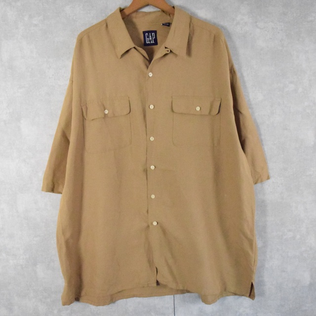 80〜90's GAP リネン×レーヨン オープンカラーシャツ XL