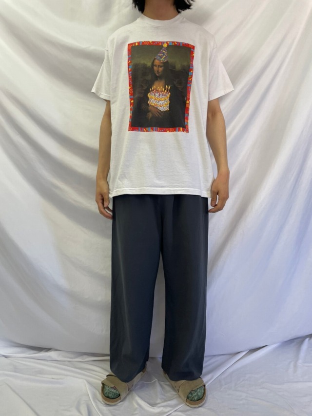 90's USA製 モナリザ パロディプリントTシャツ XL
