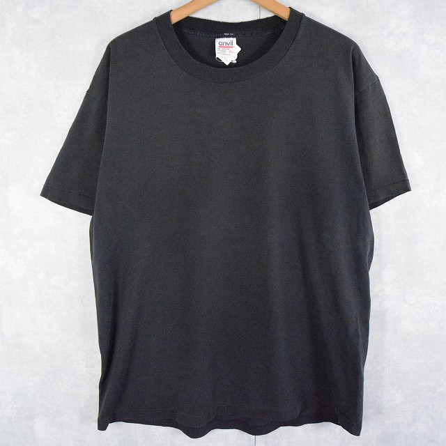 90's anvil USA製 無地Tシャツ BLACK XL
