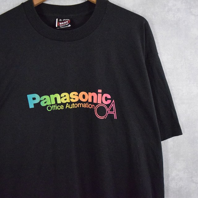 80〜90's Panasonic コンピュータ企業 ロゴプリントTシャツ BLACK XL