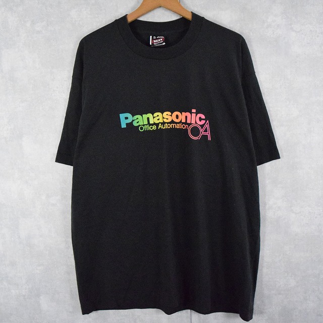 80〜90's Panasonic コンピュータ企業 ロゴプリントTシャツ BLACK XL