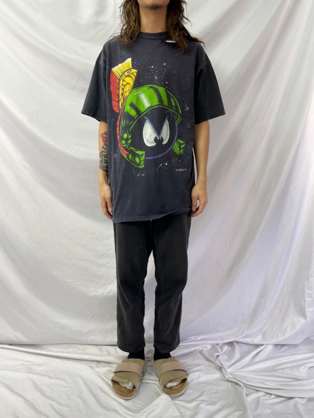 90's Looney Tunes マービン・ザ・マーシャン キャラクタープリントTシャツ BLACK XL