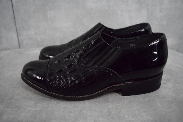 ブルックスブラザーズ ブラック 黒 クロコ パテントレザー 革靴 