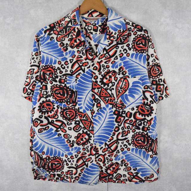 50s 50年代 ハワイアン 開襟 オープンカラーシャツ オールオーバー
