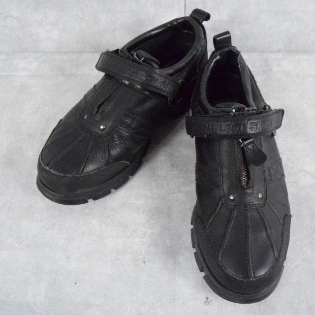 90年代 90s ポロスポーツラルフローレン 靴 シューズ 黒 ブラック 革 ...