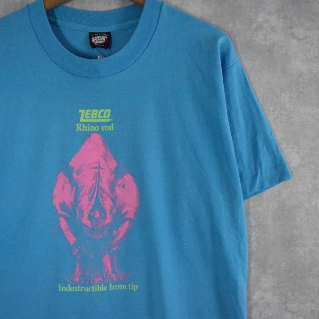 80〜90's USA製 ZEBCO フィッシングブランド サイプリントTシャツ L