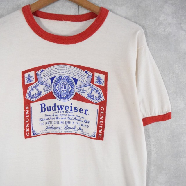 70〜80's Budweiser ビールメーカー リンガーTシャツ