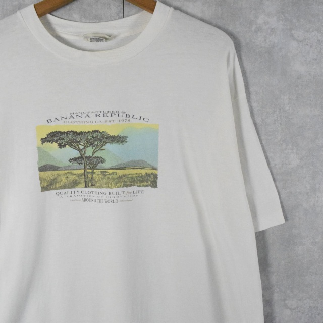 90's BANANA REPUBLIC USA製 風景プリントTシャツ L