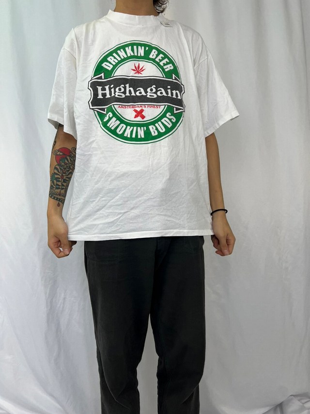 90年代 90s ハイネケン 大麻 マリファナ ドラッグ 半袖 白 ホワイト 