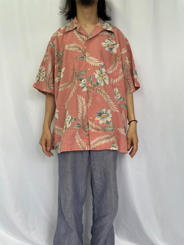 90's POLO Ralph Lauren 猫目ボタン 花柄 オープンカラーシャツ XL