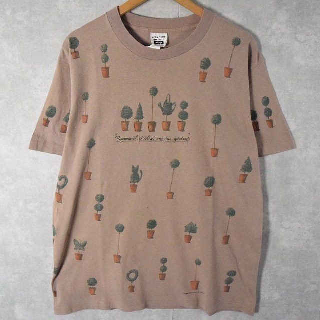 90's rel-e-vant products USA製 植物 プリントTシャツ L