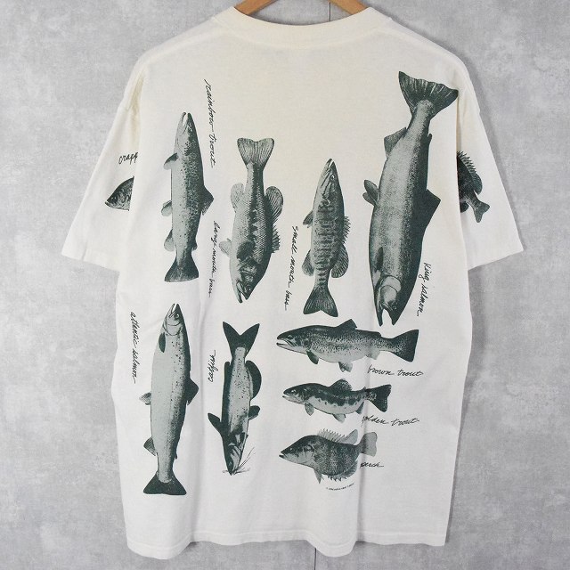 90's rel-e-vant products USA製 魚 プリントTシャツ XL [109829]