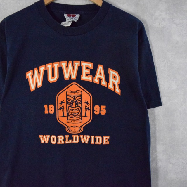 【SALE】90's WU WEAR USA製 カレッジプリント ヒップホップTシャツ L