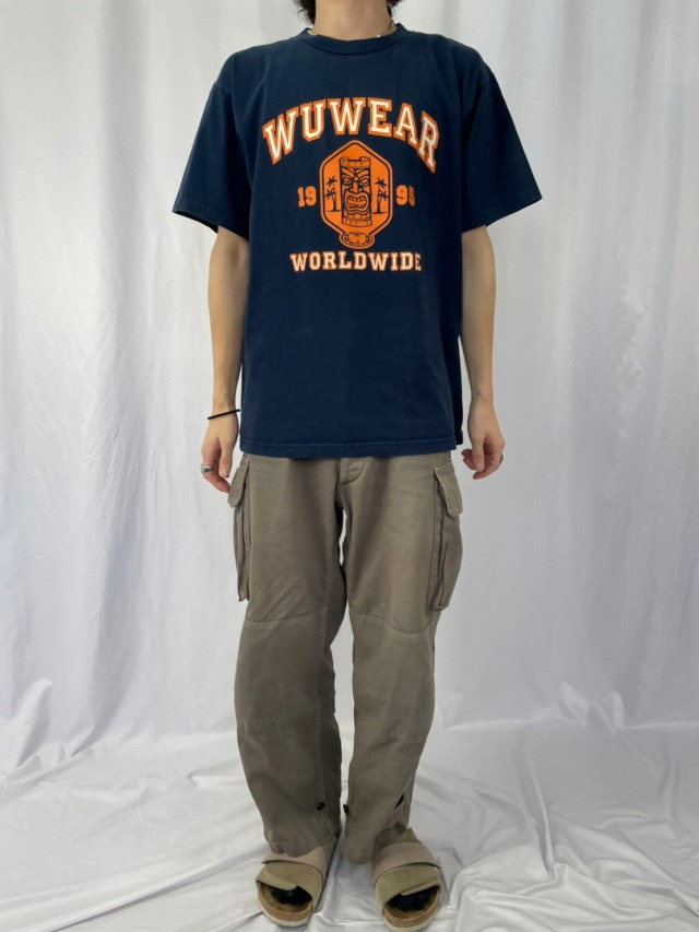 【SALE】90's WU WEAR USA製 カレッジプリント ヒップホップTシャツ L