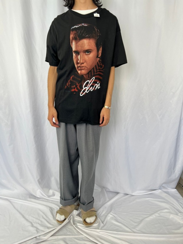 80's Elvis Presley USA製 ロックシンガープリントTシャツ XL