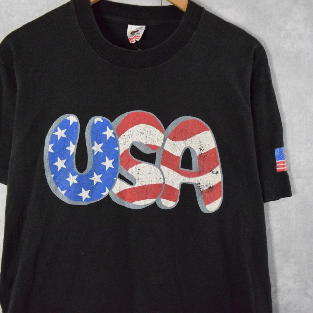 90s USA製 アメリカ柄 プリントTシャツ 星条旗 USA柄 vintage
