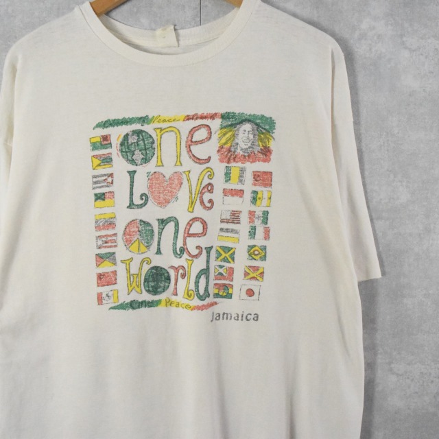 【お客様支払い処理中】90's ONE LOVE ONE WORLD Jamaica イラストプリントTシャツ XXL