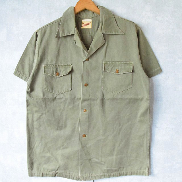 40〜50's SWEET-ORR コットンサテン オープンカラーワークシャツ
