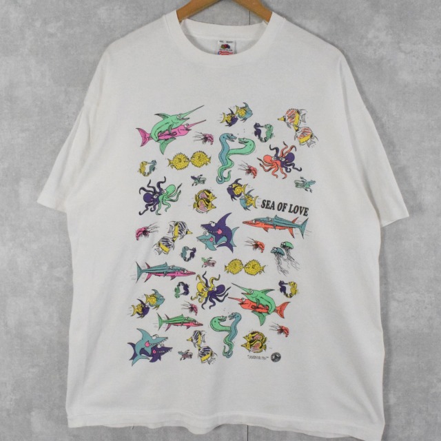 90's SEA OF LOVE USA製 四十八手 エロプリントTシャツ XXL