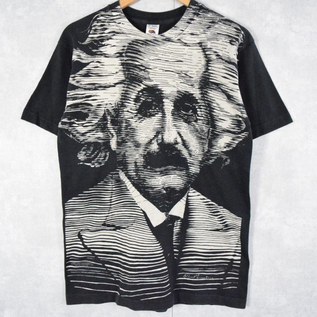 90's Albert Einstein 大判プリントTシャツ M