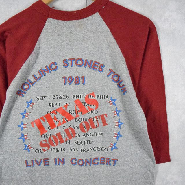 1981 The Rolling Stones ロックバンドツアーラグランTシャツ L