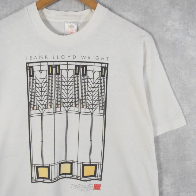 90's Frank Lloyd Wright USA製 建築家 アートTシャツ L [111039]