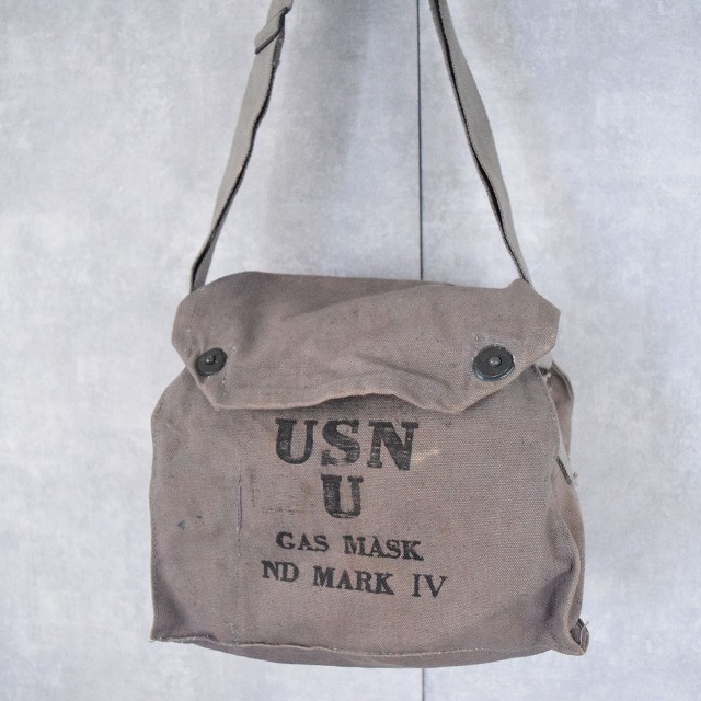 【ビンテージ✨】1940年代 米軍実物 USN ガスマスクバッグ Mark4
