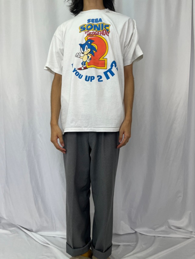 90's SONIC THE HEDGEHOG 2 USA製 ゲームキャラクターTシャツ XL