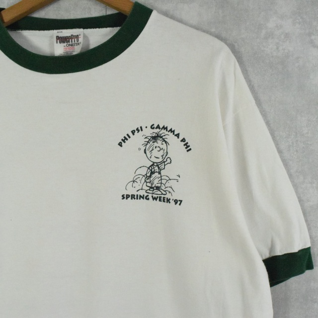 90's PIG PEN イベントプリント キャラクターリンガーTシャツ XL
