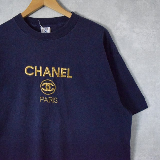 90's ブート CHANEL USA製 ロゴ刺繍Tシャツ XL