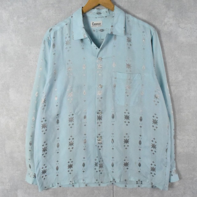 60's CAMPUS 織り柄 オープンカラーシャツ L