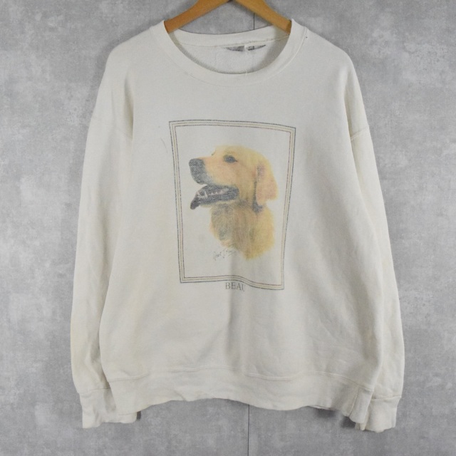 90s USA製 ドッグ イラスト プリント スウェット メンズ XL 古着