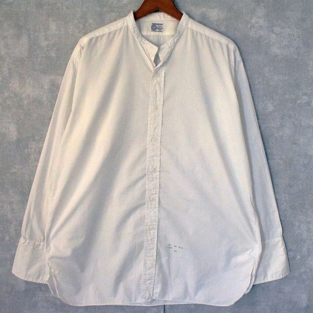 50年代 50s 長袖 白 ホワイト ノーカラー バンドカラー 長袖 白