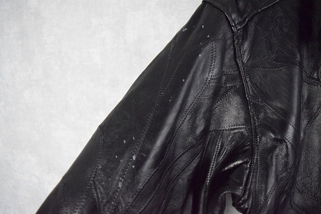 革 ブラック 黒 デザイン ジップジャケット | ビンテージ古着屋Feeet 