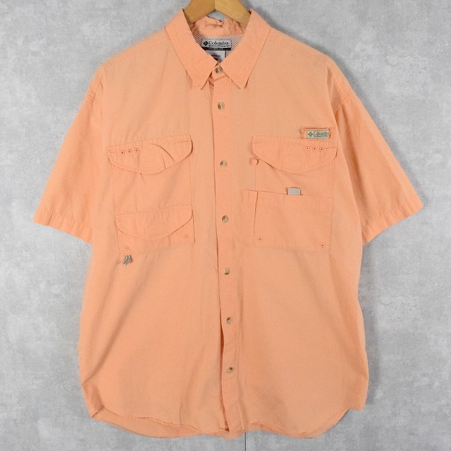 Columbia(USA)ビンテージフィッシングシャツ　オレンジ　M