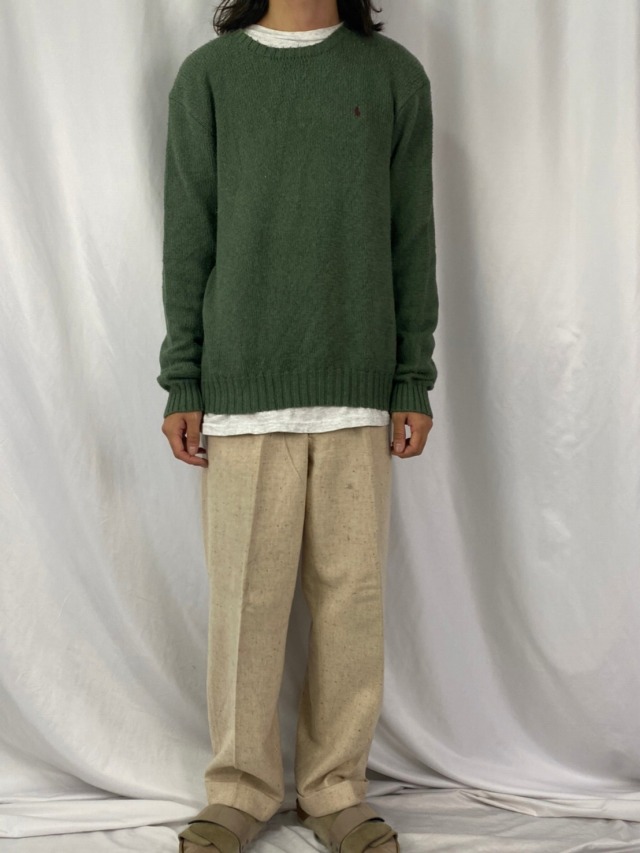 【50％OFF】 ラルフローレン ポロ 90s 緑 古着 刺繍ロゴ セーター ニット L グリーン ニット/セーター