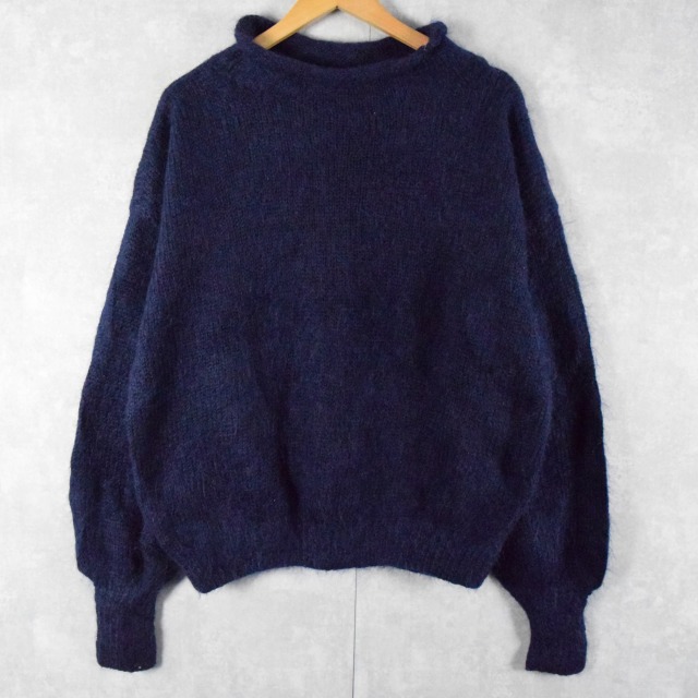 ロールネック モヘアニットセーター NAVY