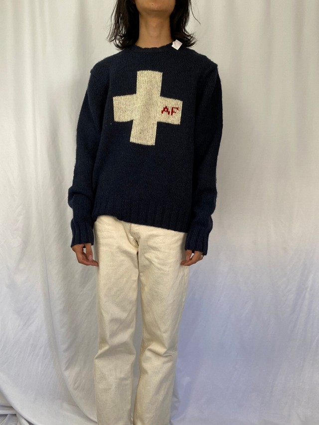 90's〜 ABERCROMBIE＆FITCH クロス柄 ニットセーター