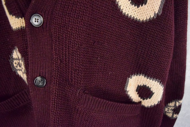90's Paul Smith SPORTSWEAR 柄編み ウール×コットン ニットカーディガン SIZE 3