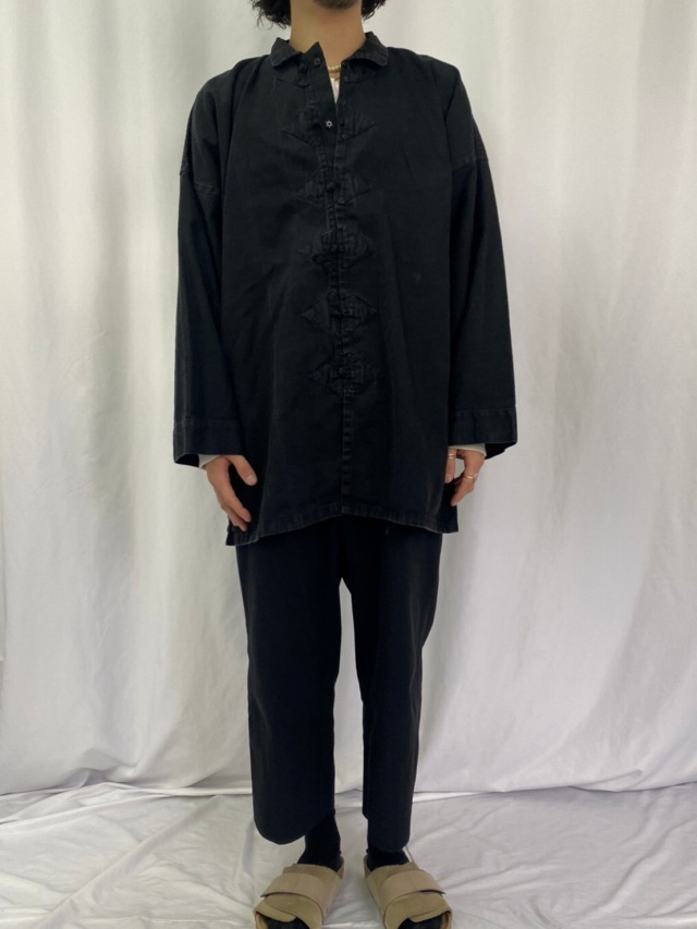 カンフーシャツ ブラック 黒 長袖 | ビンテージ古着屋Feeet 通販 名古屋 大須 メンズ