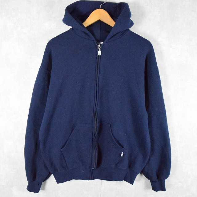 2000's RUSSELL ATHLETIC USA製 スウェットジップパーカー NAVY L