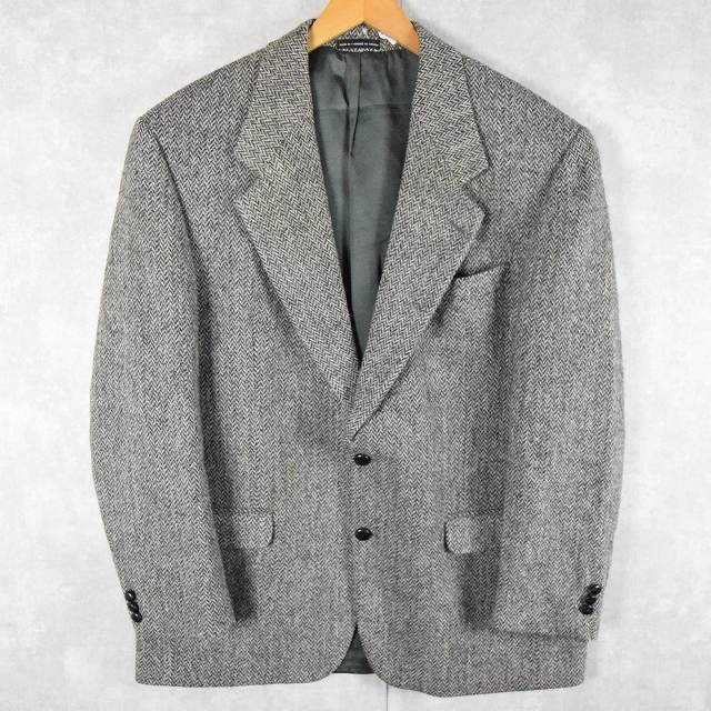80〜90's Harris Tweed CANADA製 ヘリンボーン織 ツイードテーラードジャケット