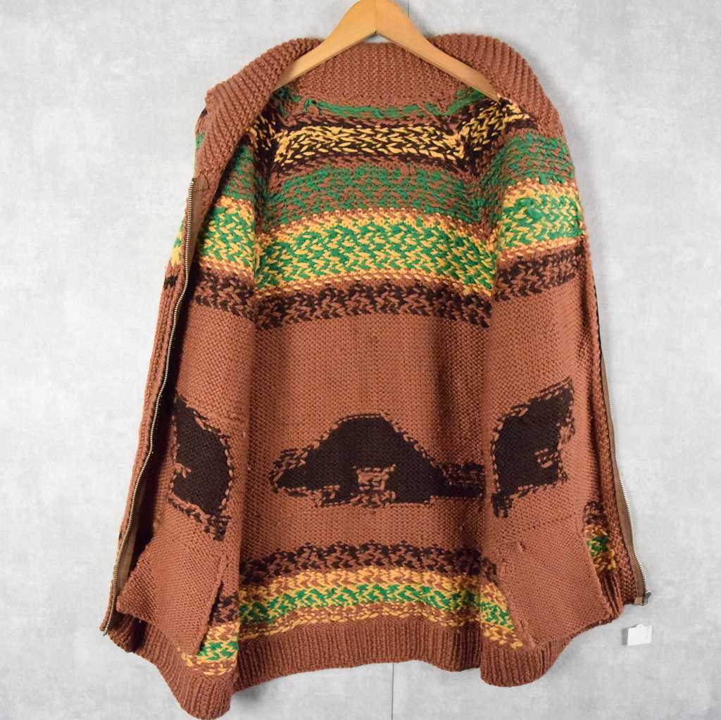 古着 ビンテージ 70s 鍵編み メッシュ ニット ベスト 花柄 模様