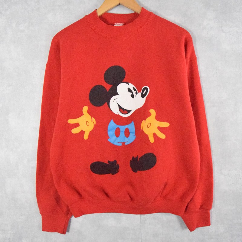 90's Disney MICKEY MOUSE USA製 キャラクタープリントスウェット L