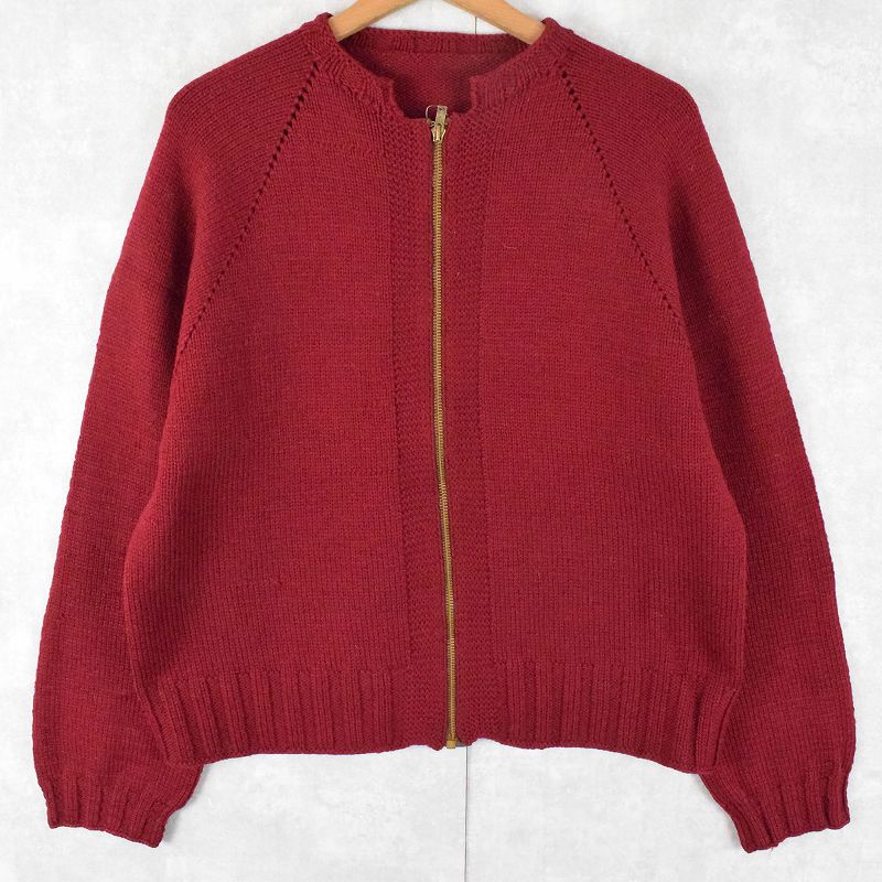 50〜60's ウールニット ジップカーディガン